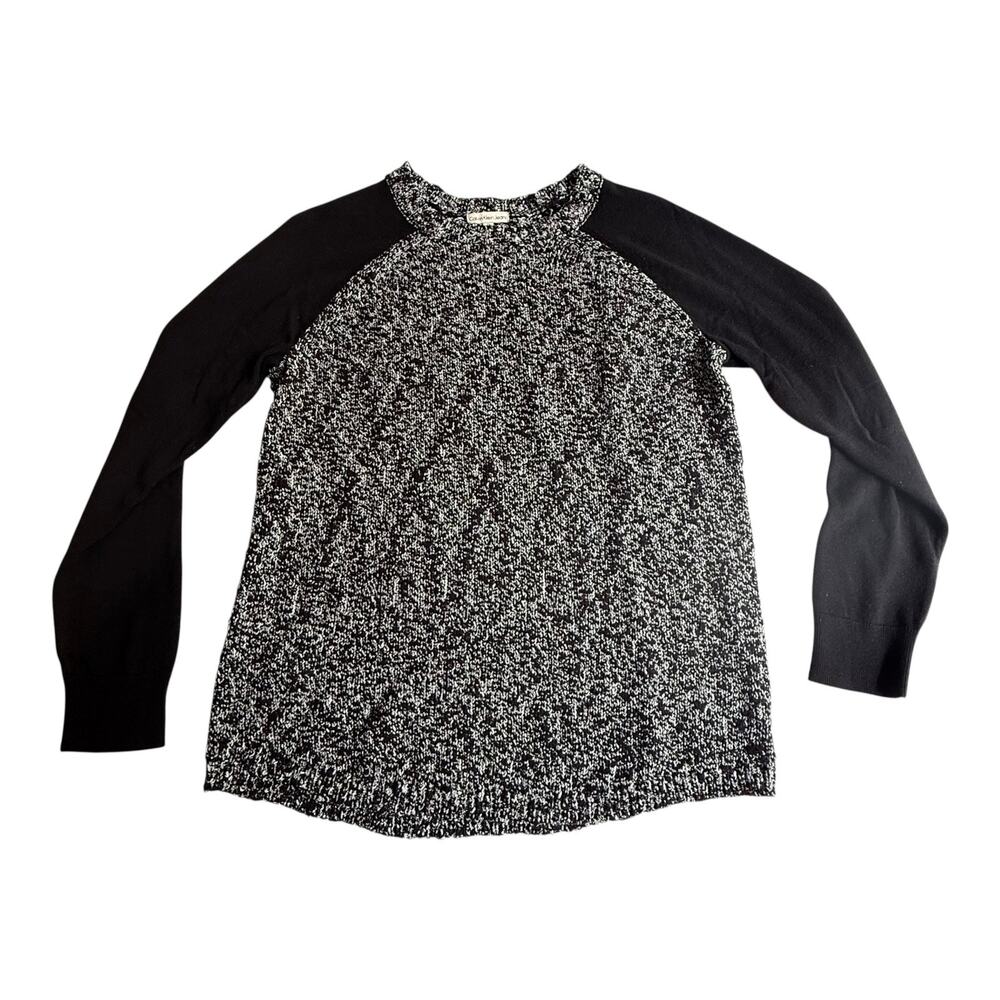 Calvin Klein Jeans KNIT SWEATER Womens MED Black White Colorblock Baseball Style